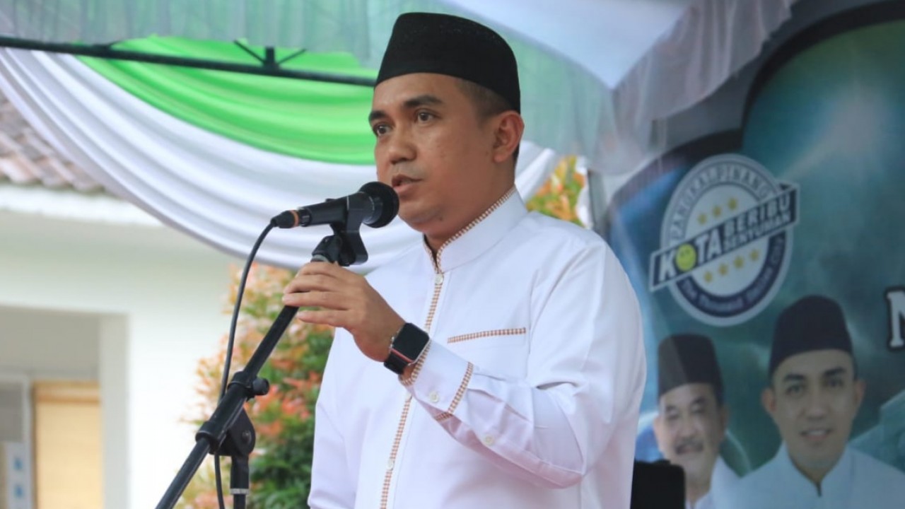 Walikota Pangkalpinang, Maulan Aklil saat acara Walimatussafar Jama'ah Calon Haji Kelurahan Tuatunu Indah, Kecamatan Gerunggang Tahun 1440 H/ 2019 M, Sabtu (29/06/2019).