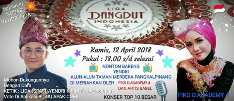 Nobar Konser Top 10 Besar Liga Dangdut Indonesia, di Alun-Alun Taman Merdeka Kota Pangkalpinang, Kamis (12/04/2018)