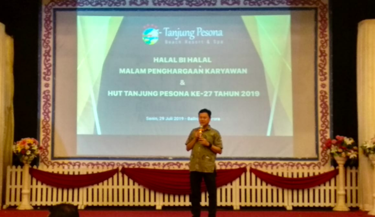 Sambutan Then Yohannes, General manajer Hotel Tanjung Pesona, Senin (30/07/2019))