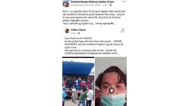 Doc : Iktikad Baik Dihiraukan, Yendri Lapor Akun FB Allden Chanel ke Polda Bangka Belitung