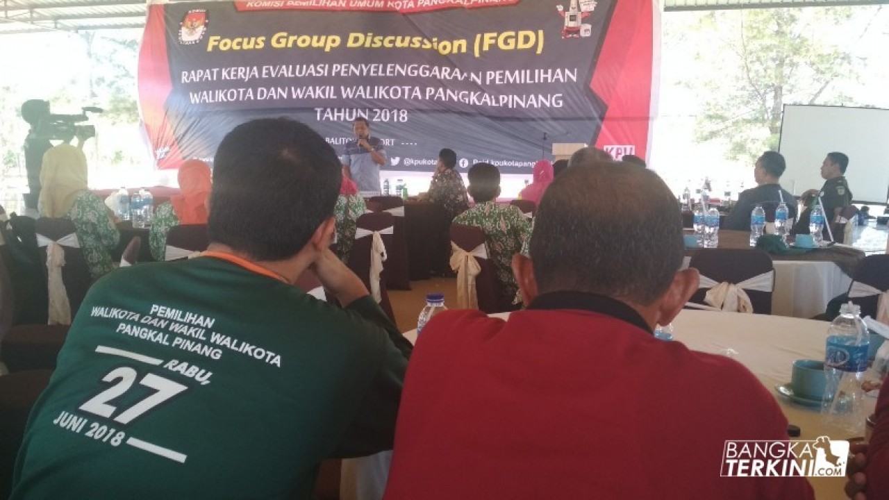 KPU Kota Pangkalpinang, gelar Forum Group Discussion (FGD) Rapat Kerja Evaluasi penyelenggaraan Pemilihan Walikota dan Wakil Walikota Pangkalpinang Tahun 2018, di Balitong Resort Pantai Pasir Padi, Kamis (30/08/2018).