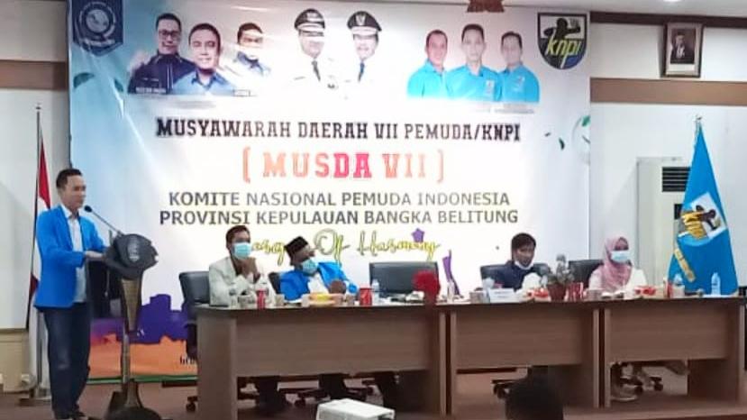 Musyawarah Daerah (Musda) VII DPD KNPI Provinsi Kepulauan Bangka Belitung yang digelar di Gedung Mahligai Rumah Dinas Gubernur Kepulauan Bangka Belitung,  Kamis (24/12/2020).