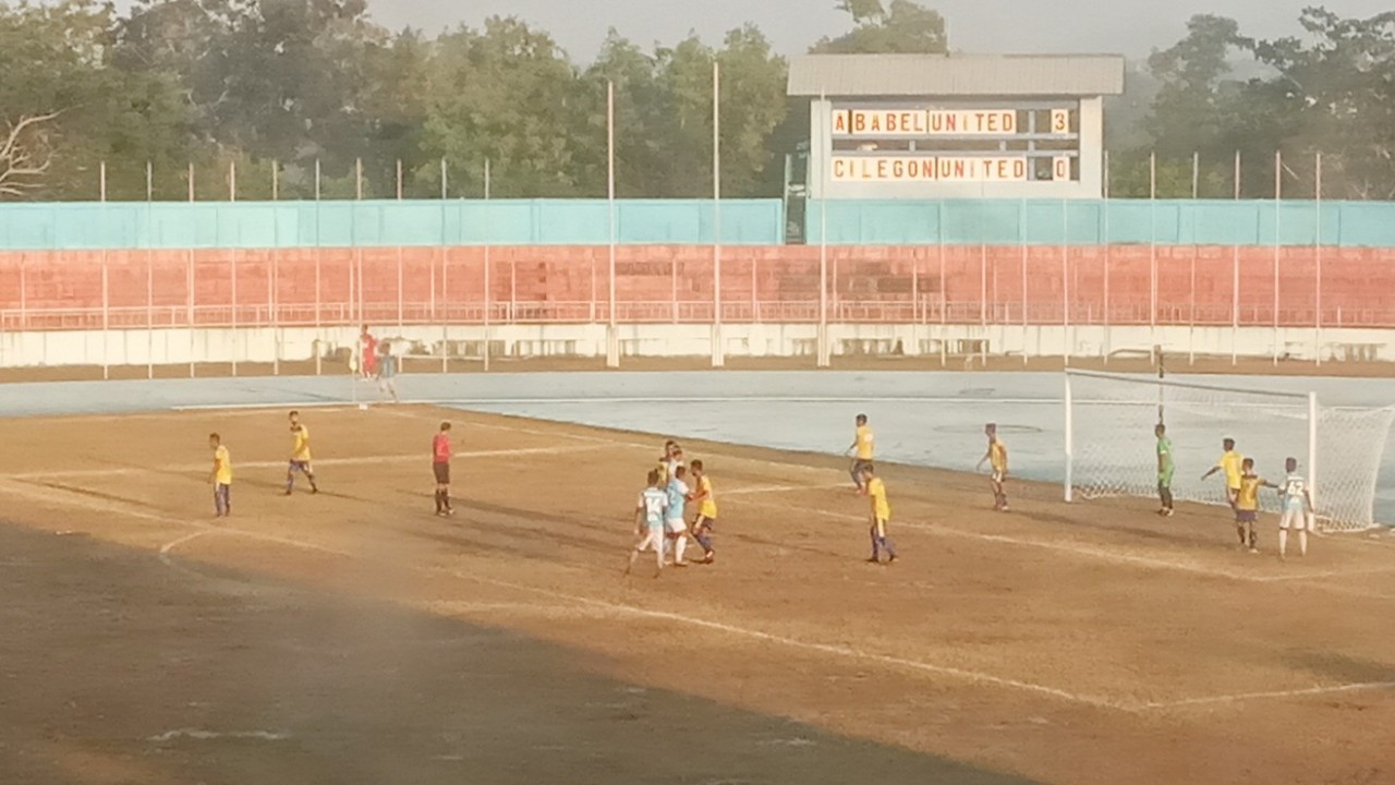 Pertandingan Babel United (3) - (0) Cilegon United, putaran ke dua, Liga 2 Indonesia 2019, di Stadion Depati Amir Pangkalpinang, Jum'at (23/08/2019).