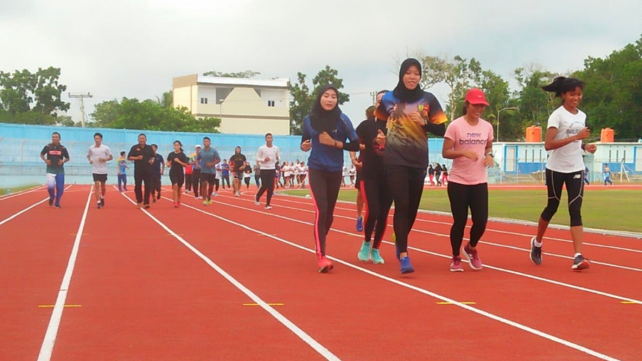 Menuju PON XX Papua, Para Atlet Bangka Belitung Latihan Bersama, Sabtu (08/02/2020).