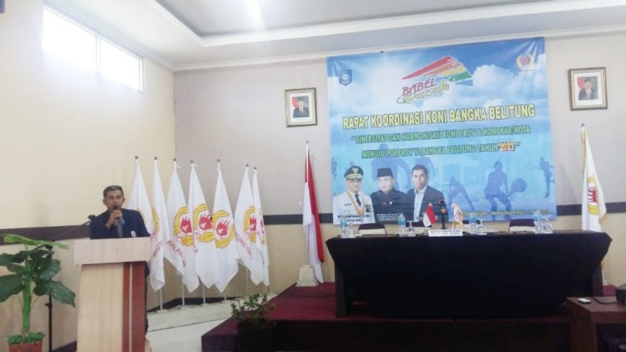Komite Olahraga Nasional Indonesia (KONI) Bangka Belitung melaksanakan rapat koordinasi KONI se - Bangka Belitung di Ruang Pertemuan Balitong Resort, Jum'at (16/11/2018).