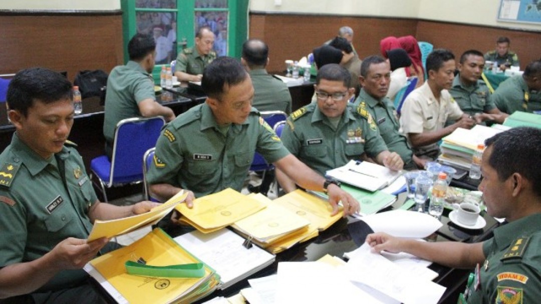 Kodim 0414/Belitung didatangi oleh tim Wasrik, guna pemeriksaan dan pengawasan administrasi, Senin (07/05/2018).