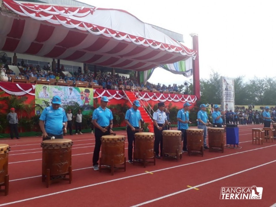 Pembukaan ajang Pekan Olahraga Provinsi (Porprov) Bangka Belitung ke V, di Kabupaten Bangka Tengah (Bateng), Sabtu (24/11/2018).